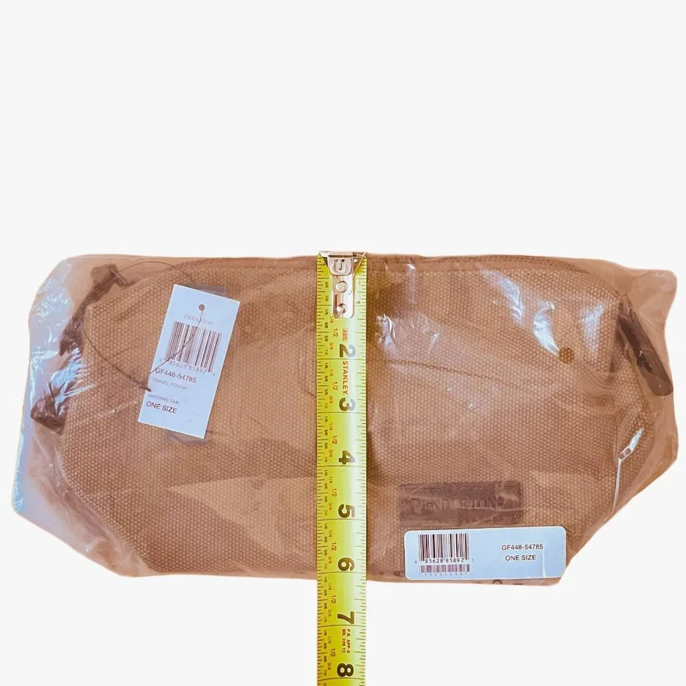 Pendleton Harding Travel Pouch — Highland Peak Tan Canvas Wool Zip Bag NWT